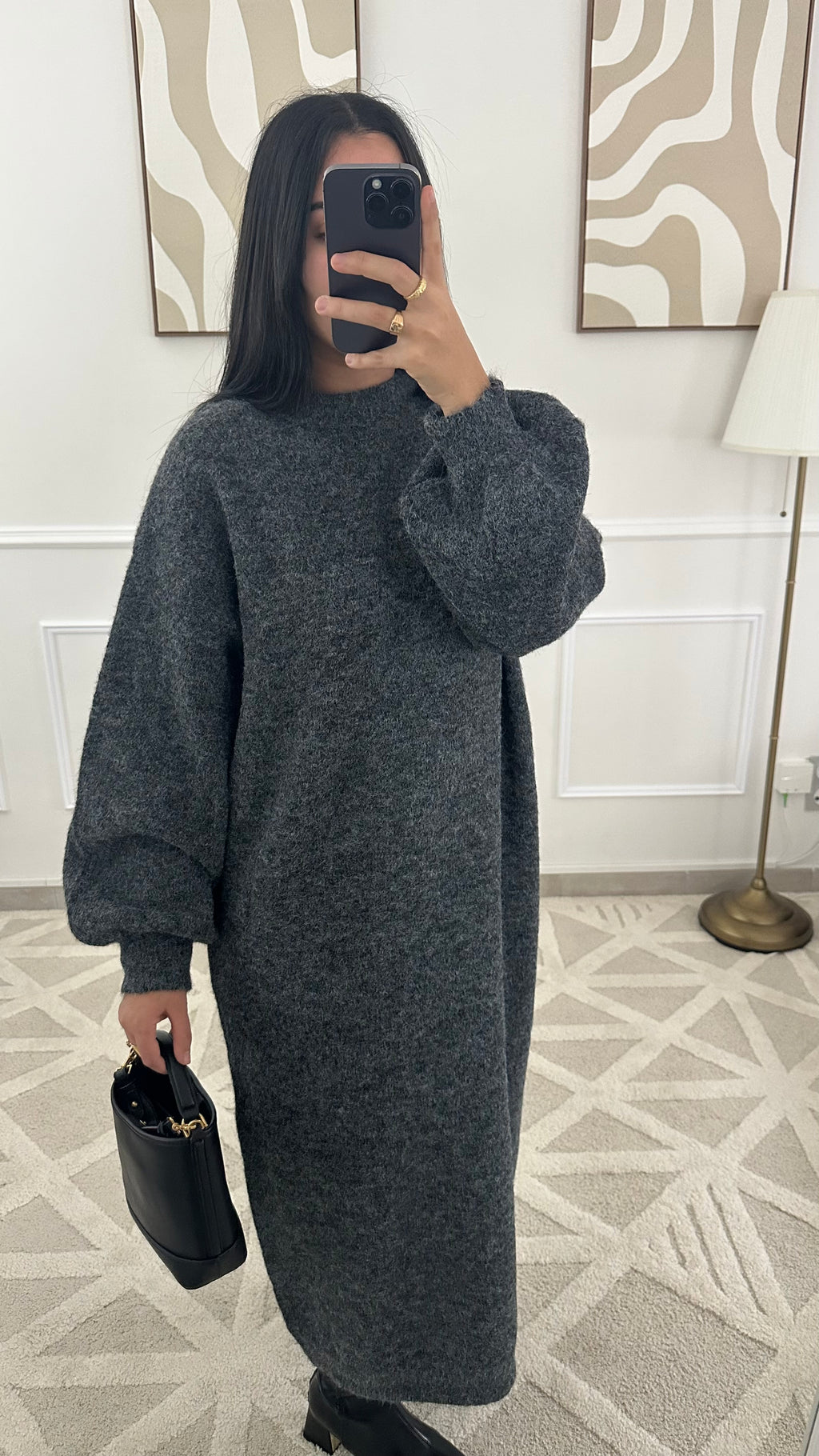 Robe pull col rond I Gris foncé
