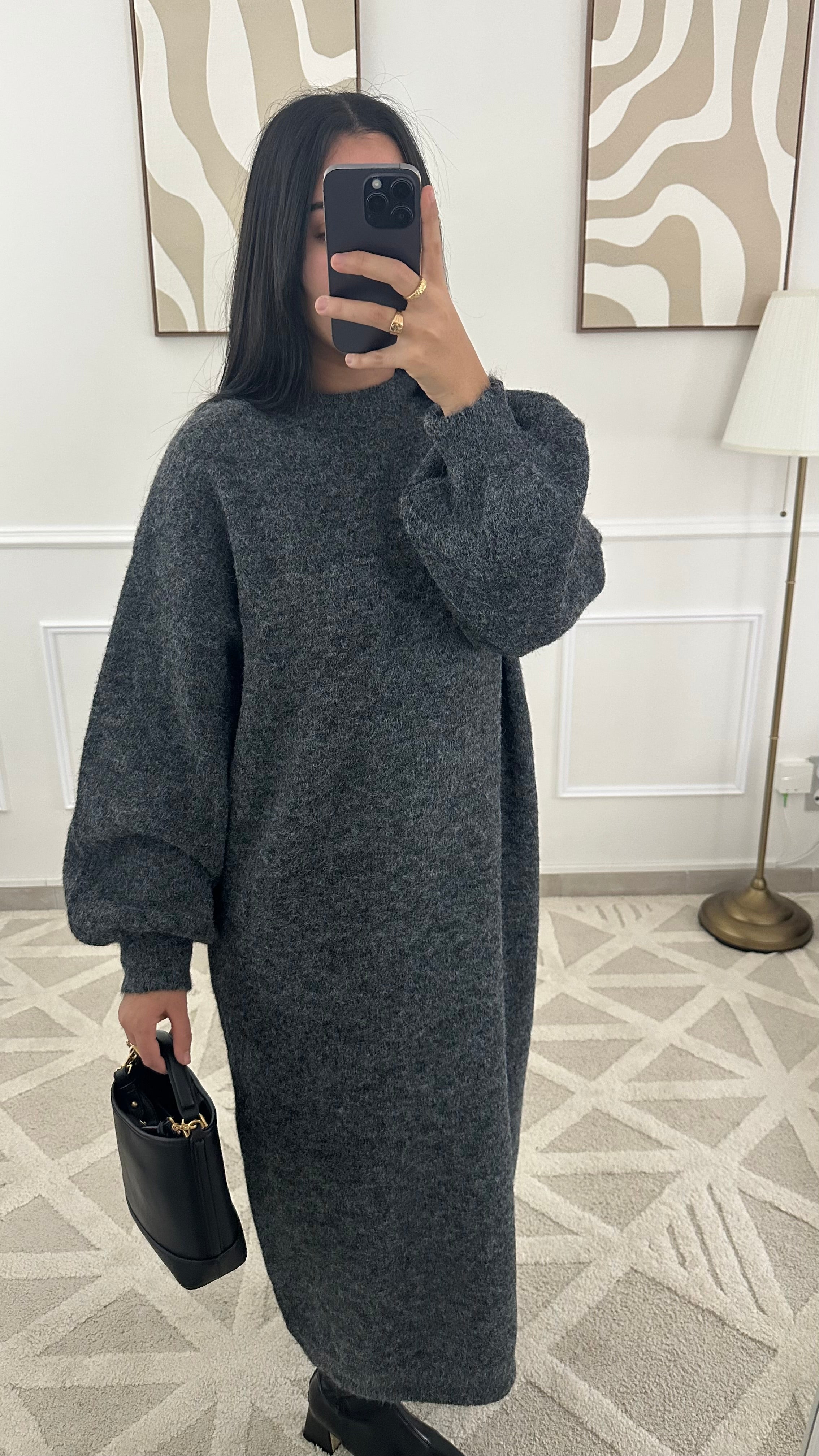 Robe pull col rond I Gris foncé