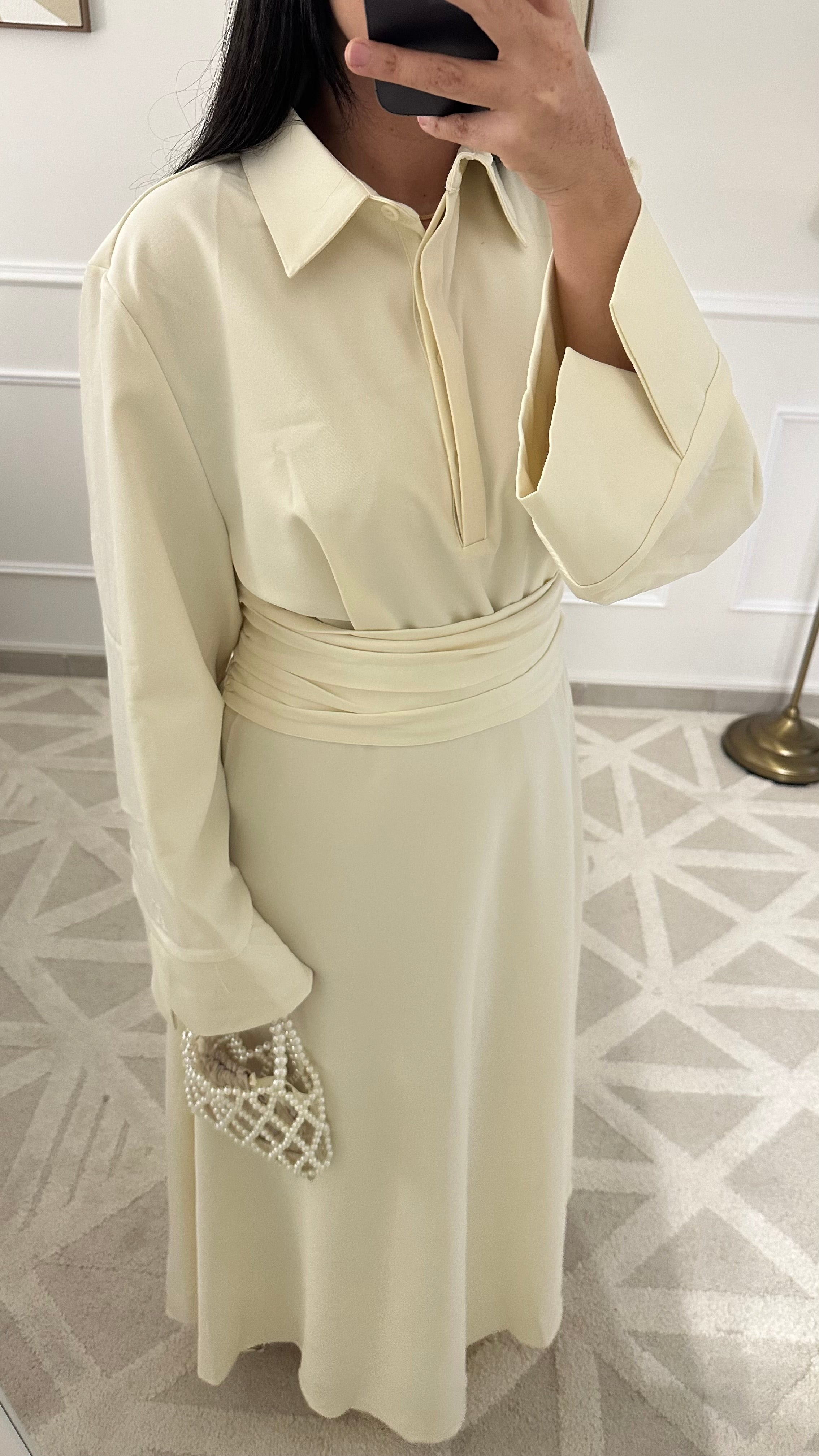 Robe avec ceinture | Blanche