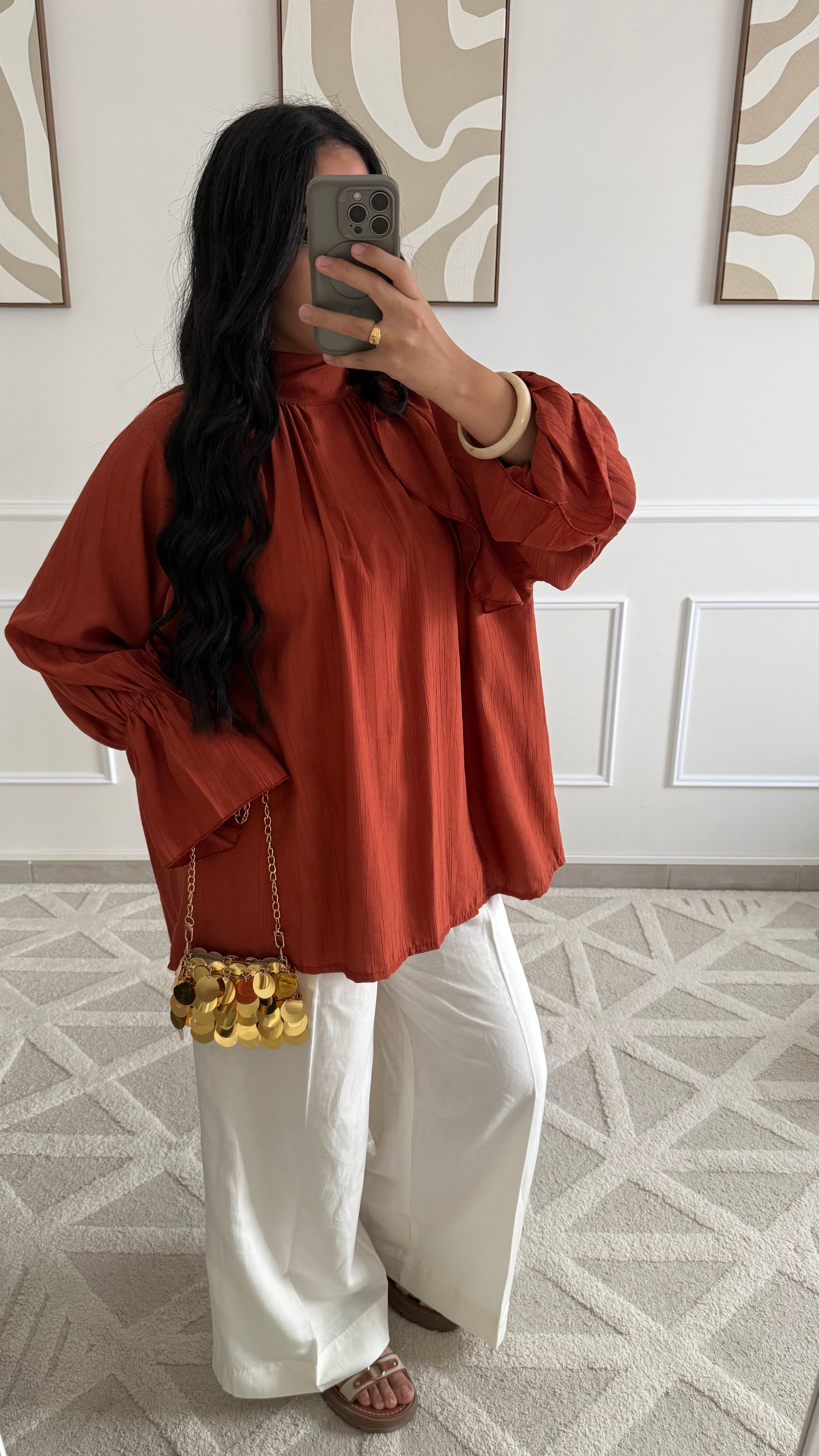 Blouse à volants | Terracotta