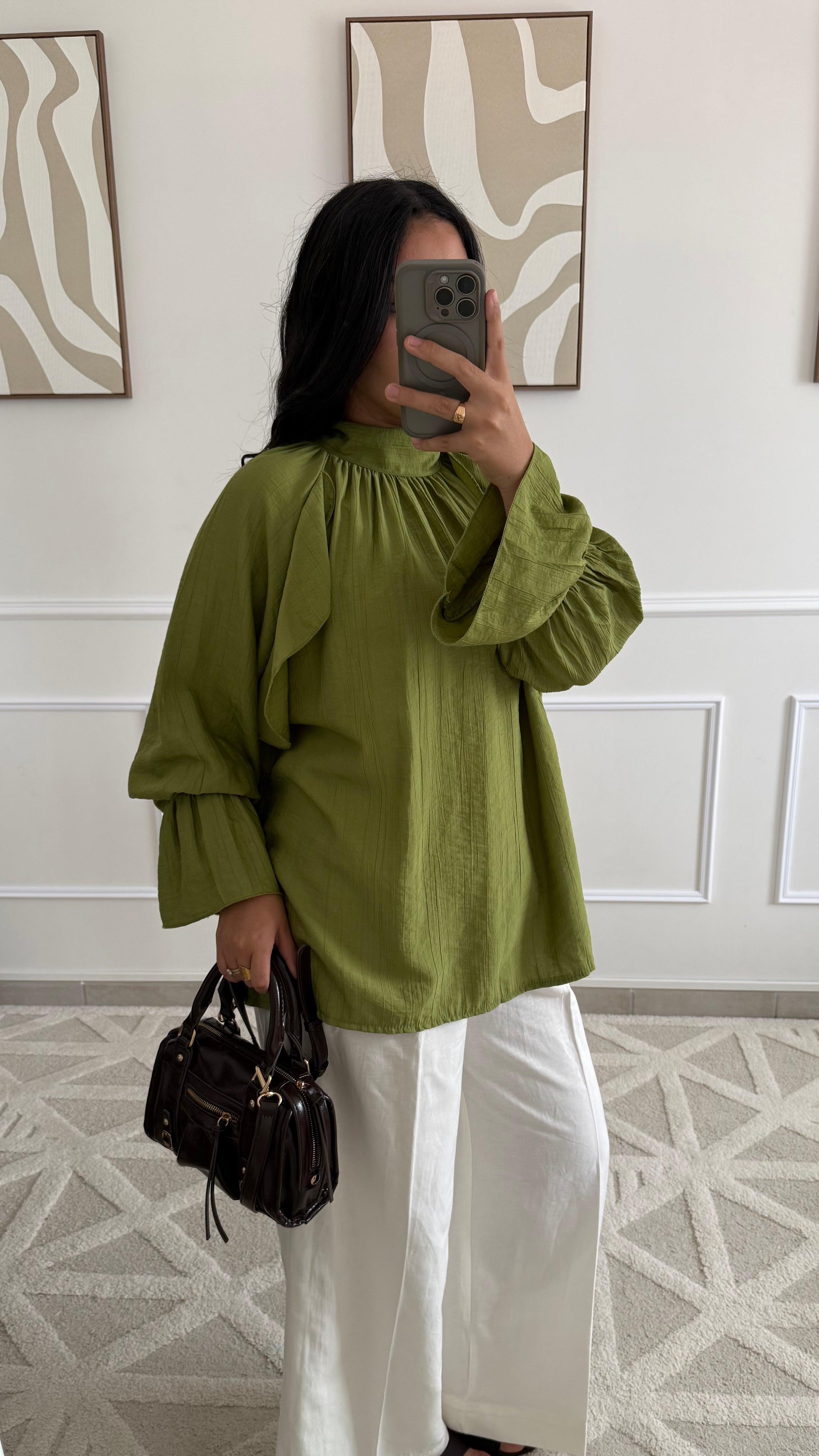 Blouse à volants | Olive