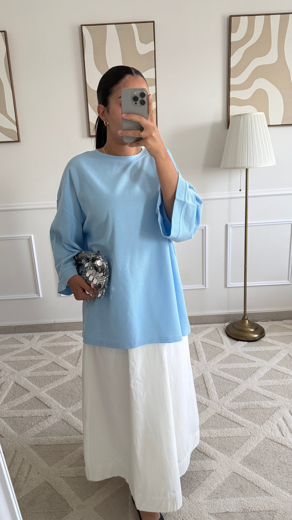 T-shirt en coton bleu ciel