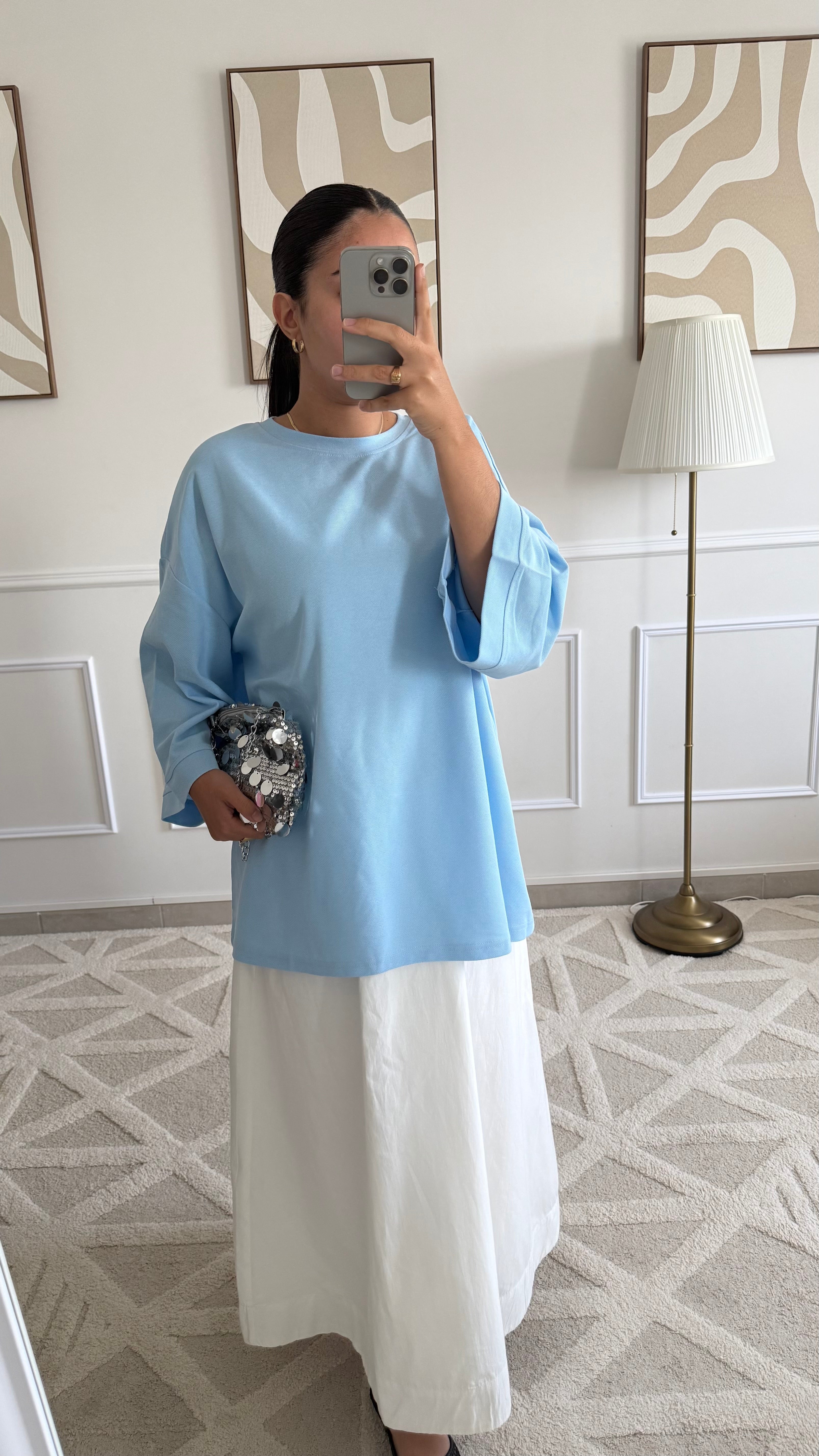 T-shirt en coton bleu ciel