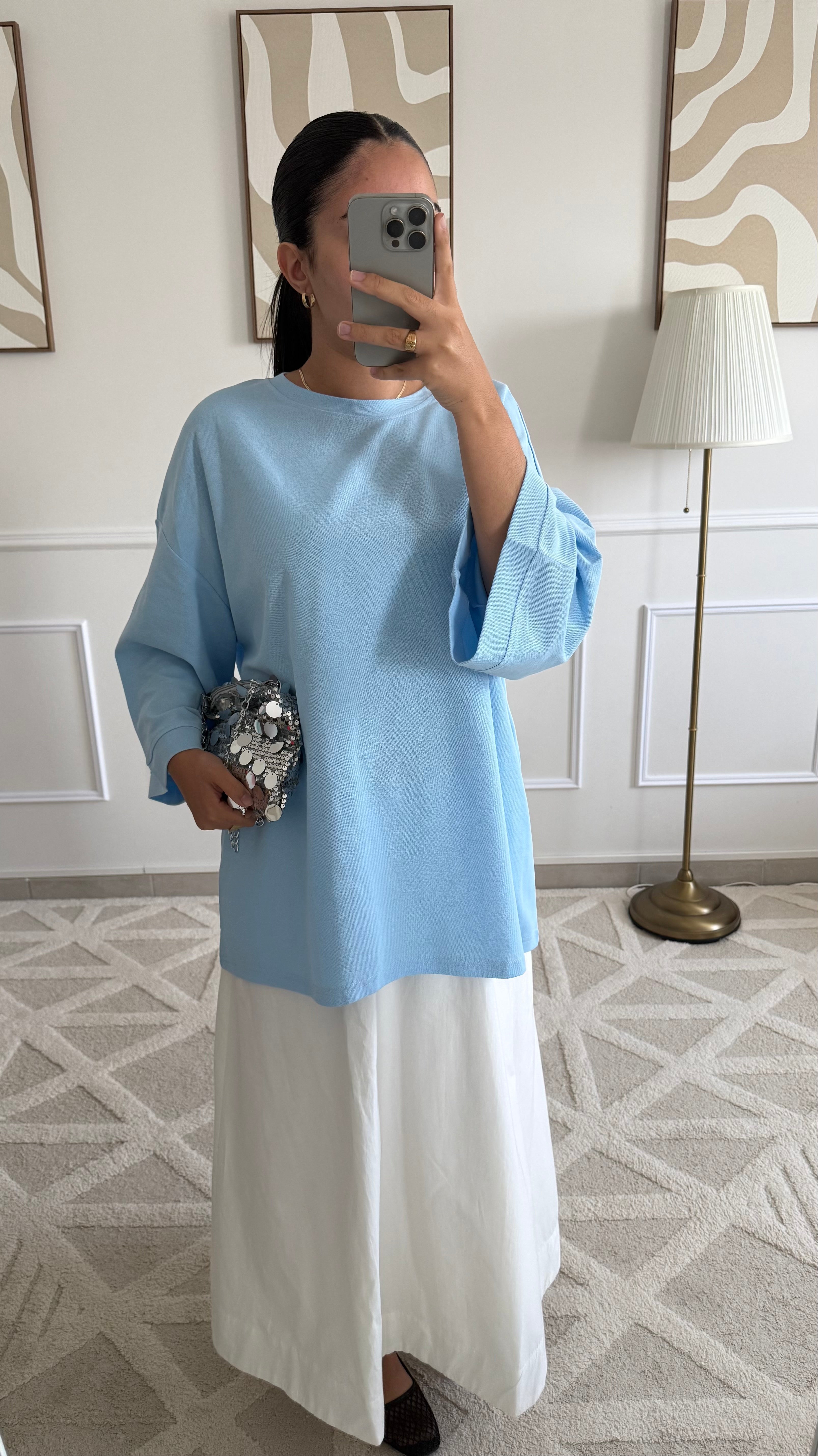 T-shirt en coton bleu ciel