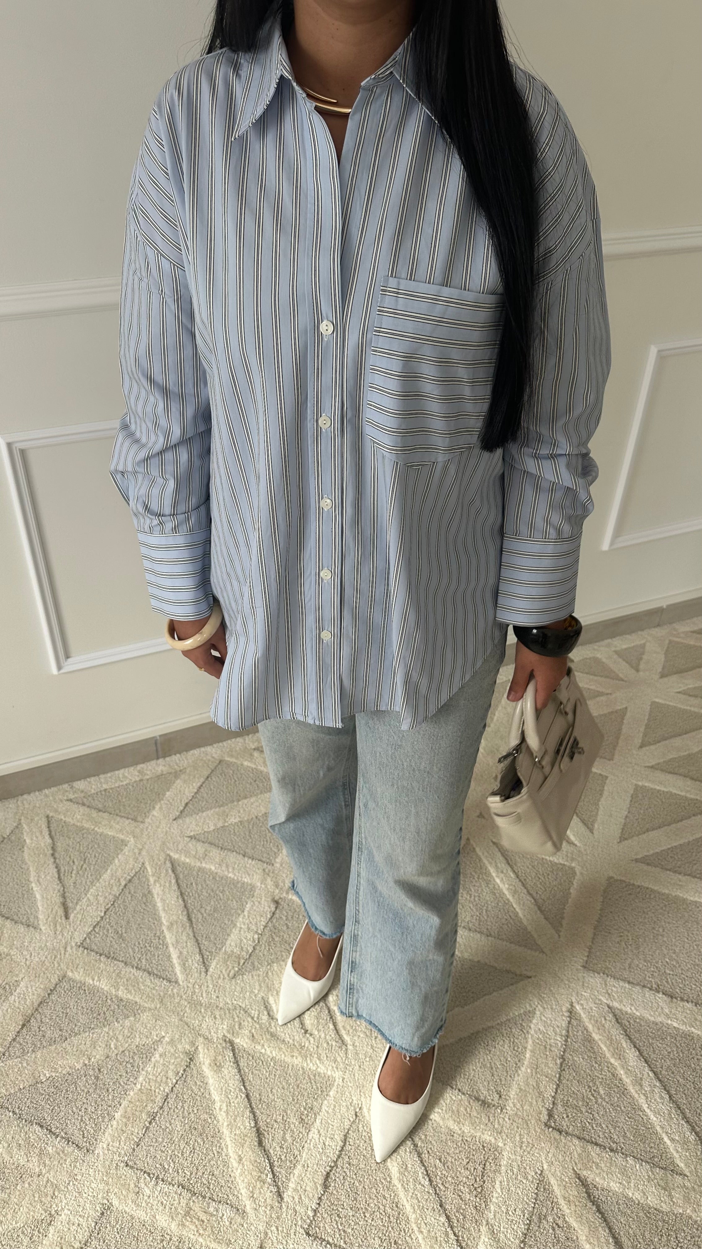 Chemise oversize en popeline rayée