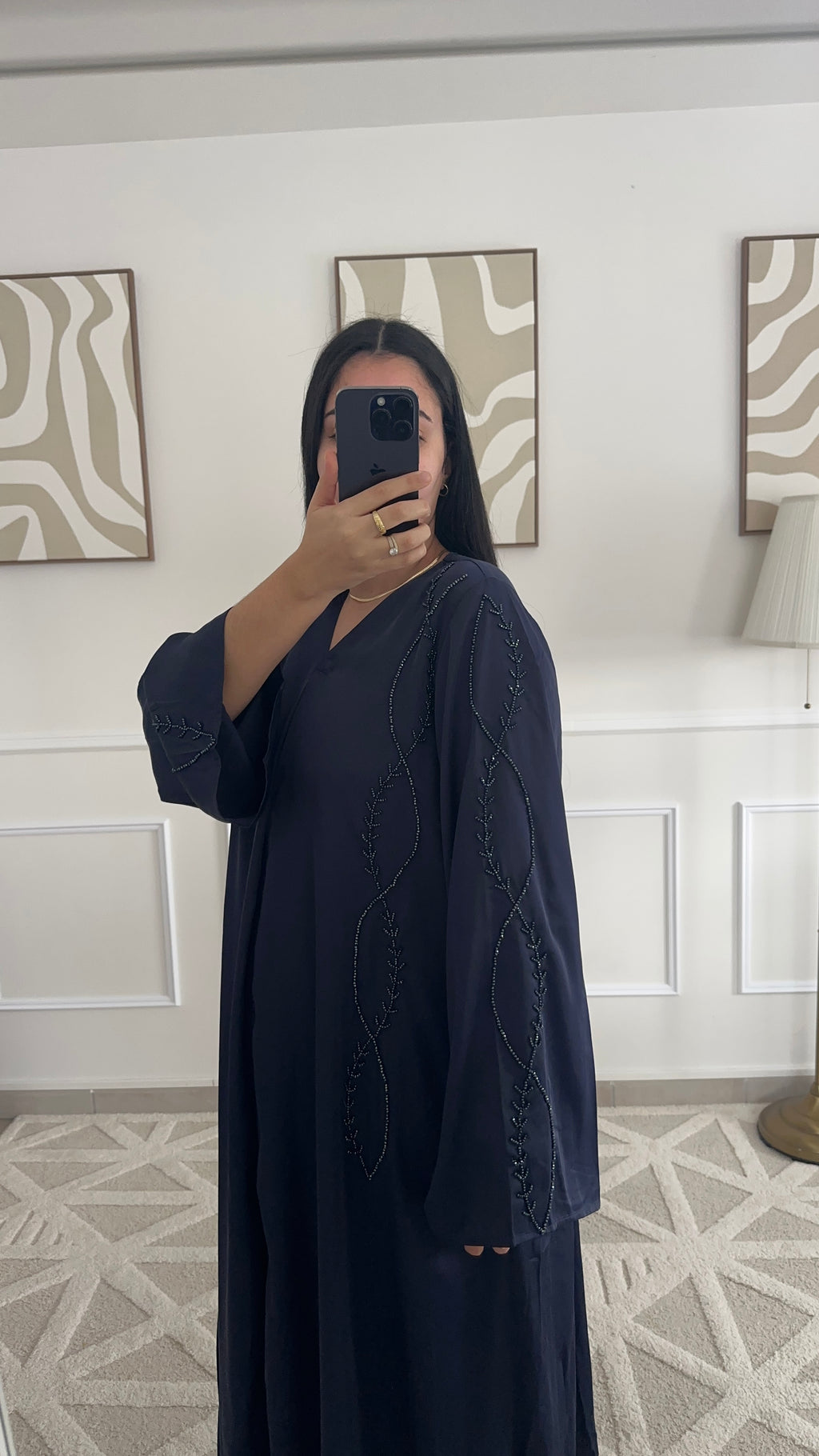 Abaya à perles | Bleu marine