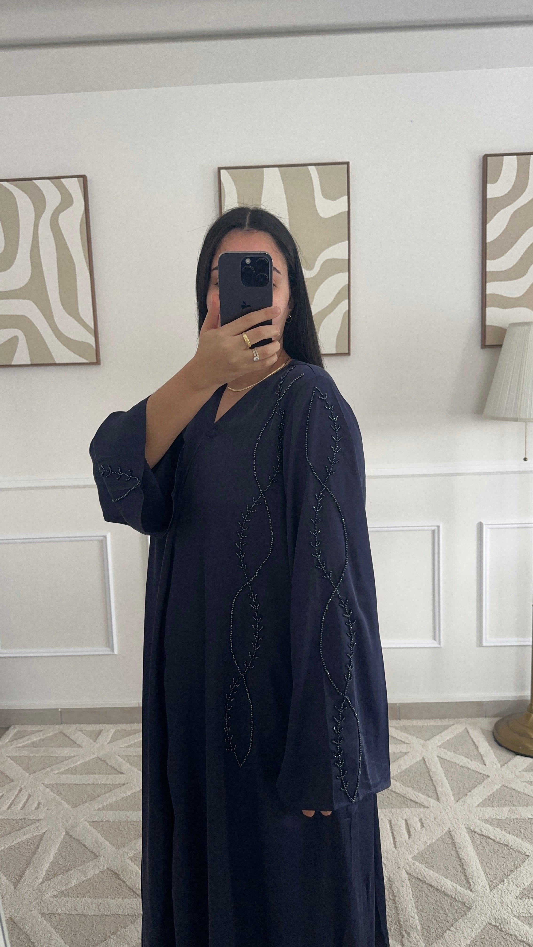Abaya à perles | Bleu marine