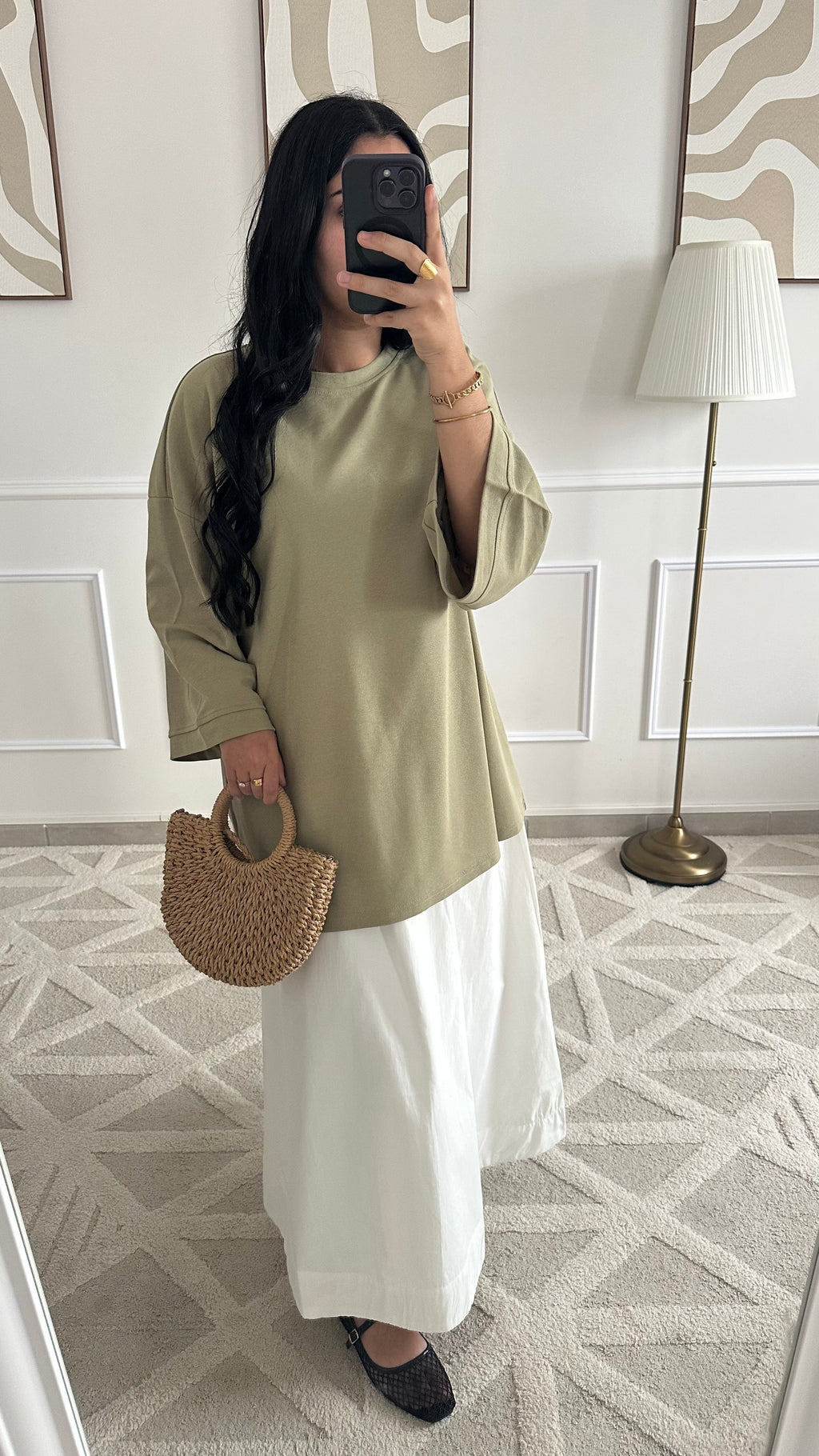 T-shirt vert olive en coton