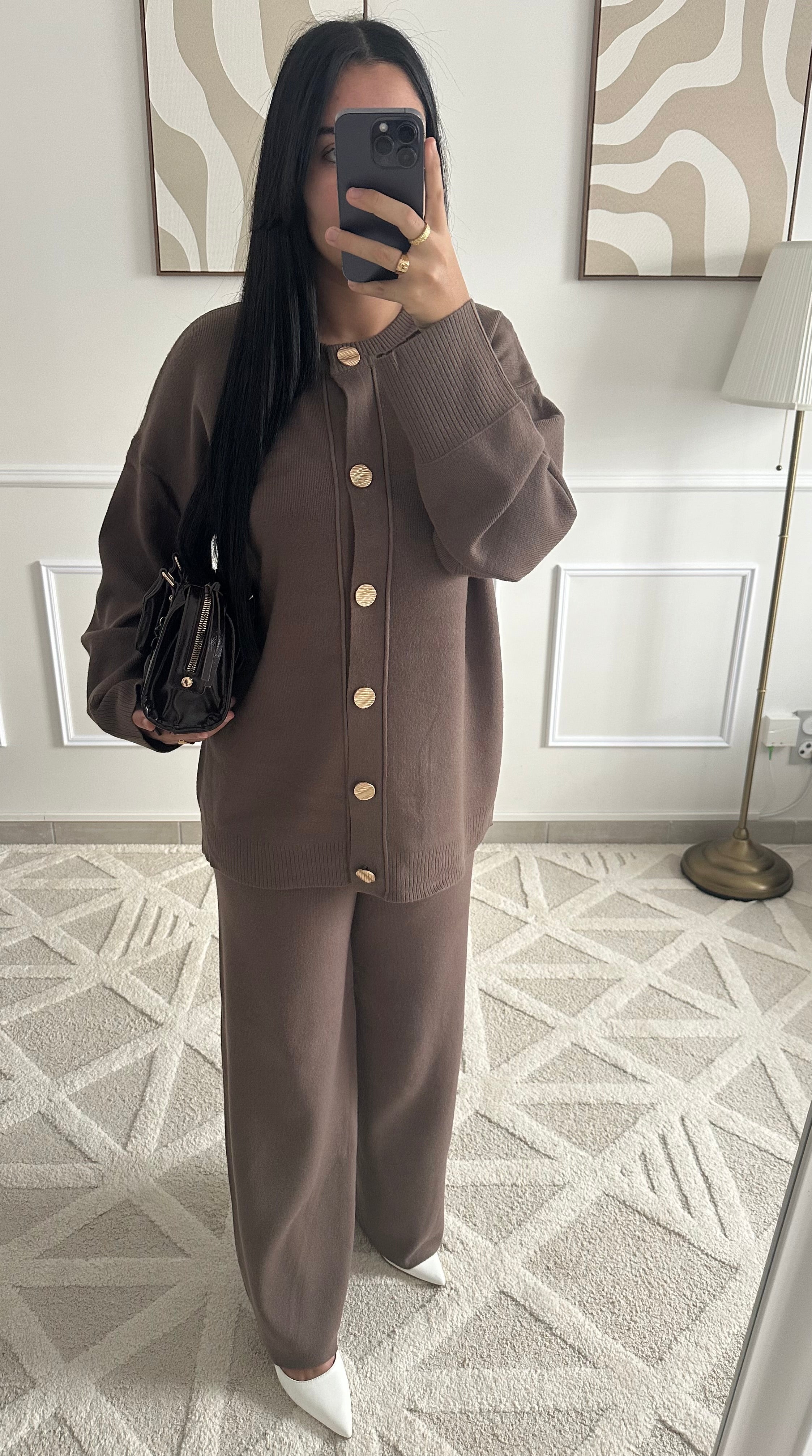 Ensemble gilet Taupe/Marron