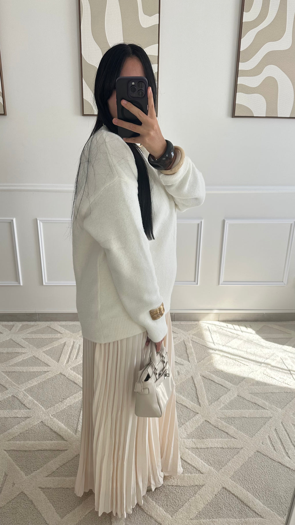 Pull blanc long et doux