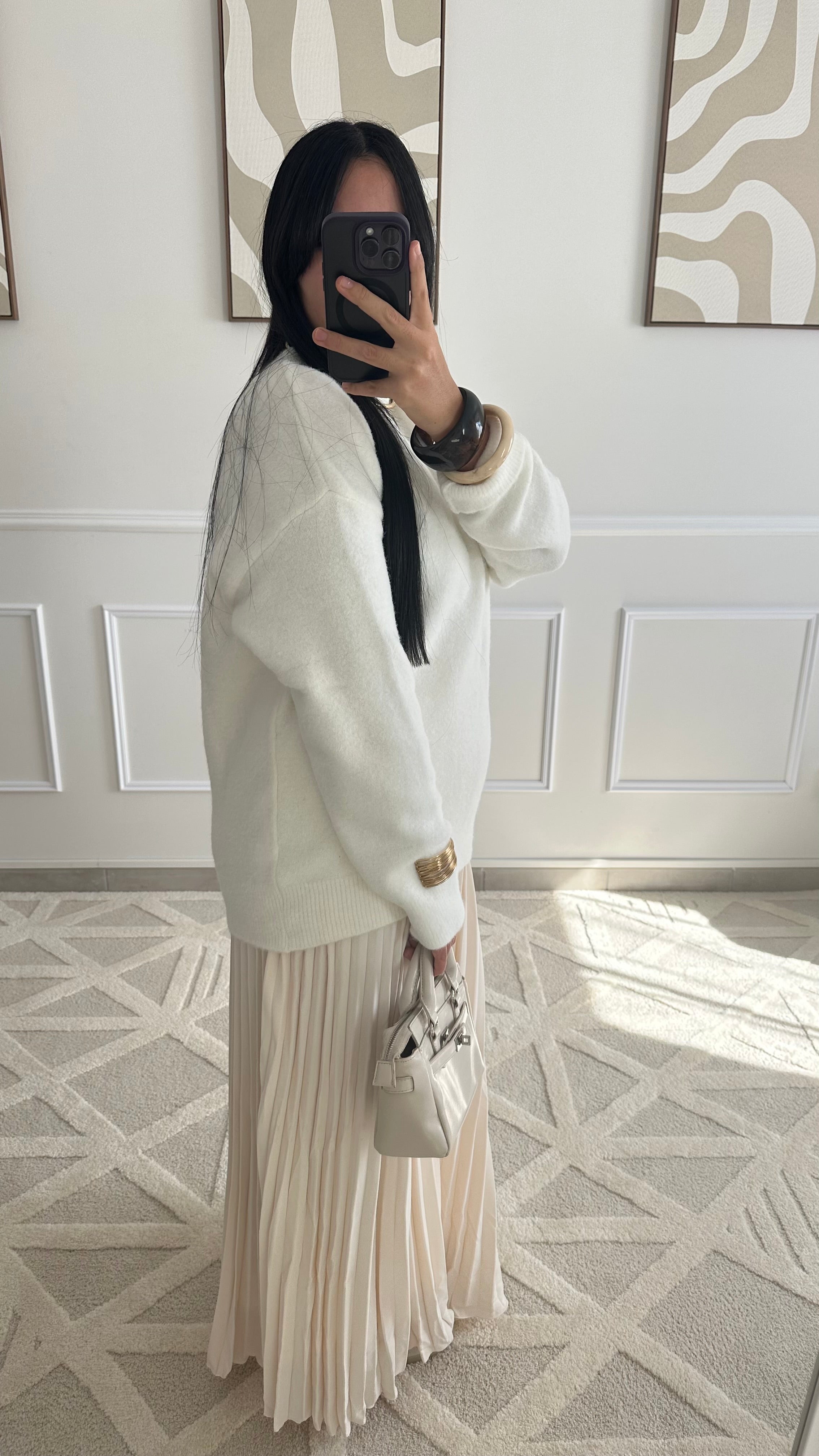 Pull blanc long et doux