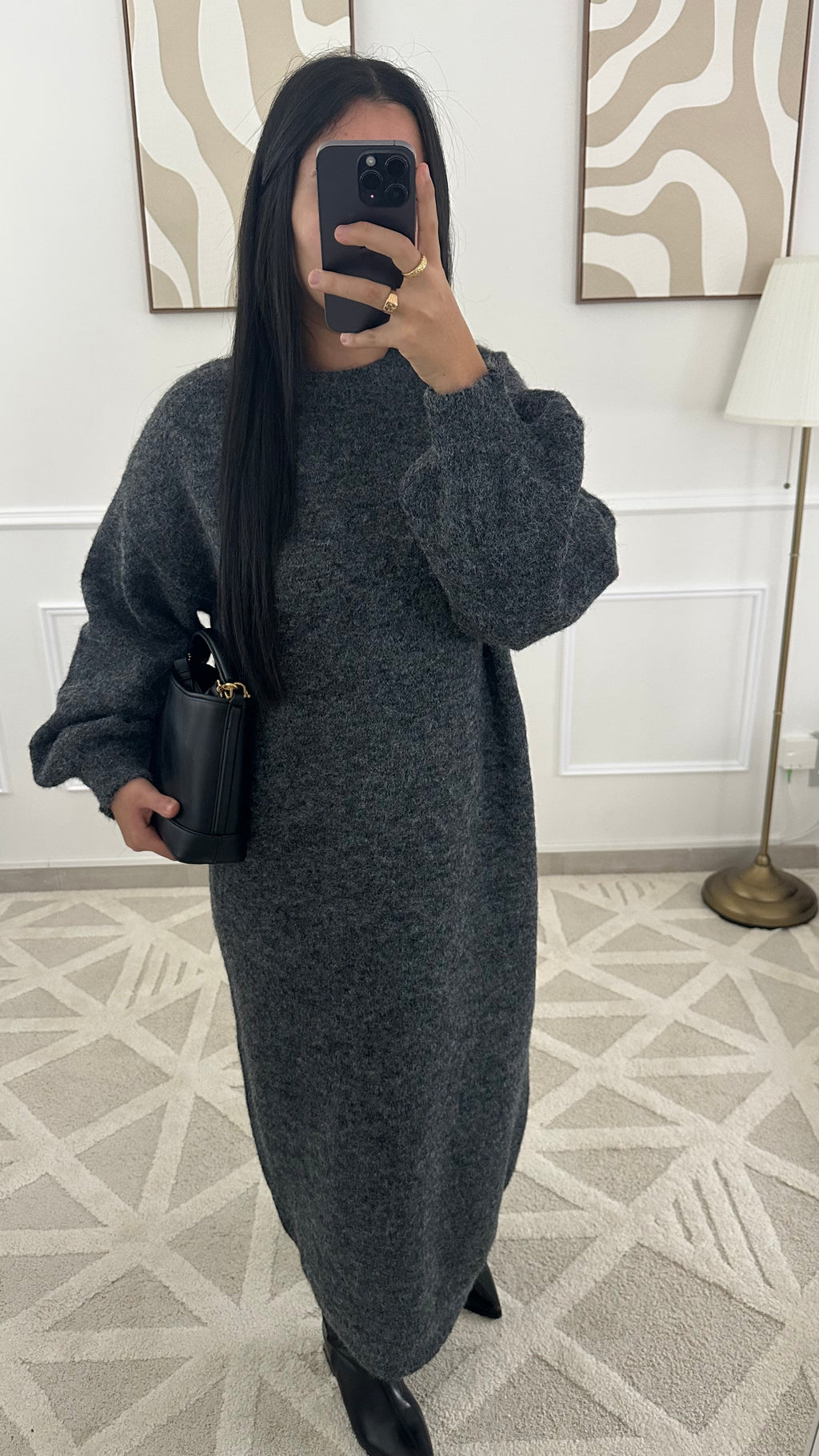 Robe pull col rond I Gris foncé