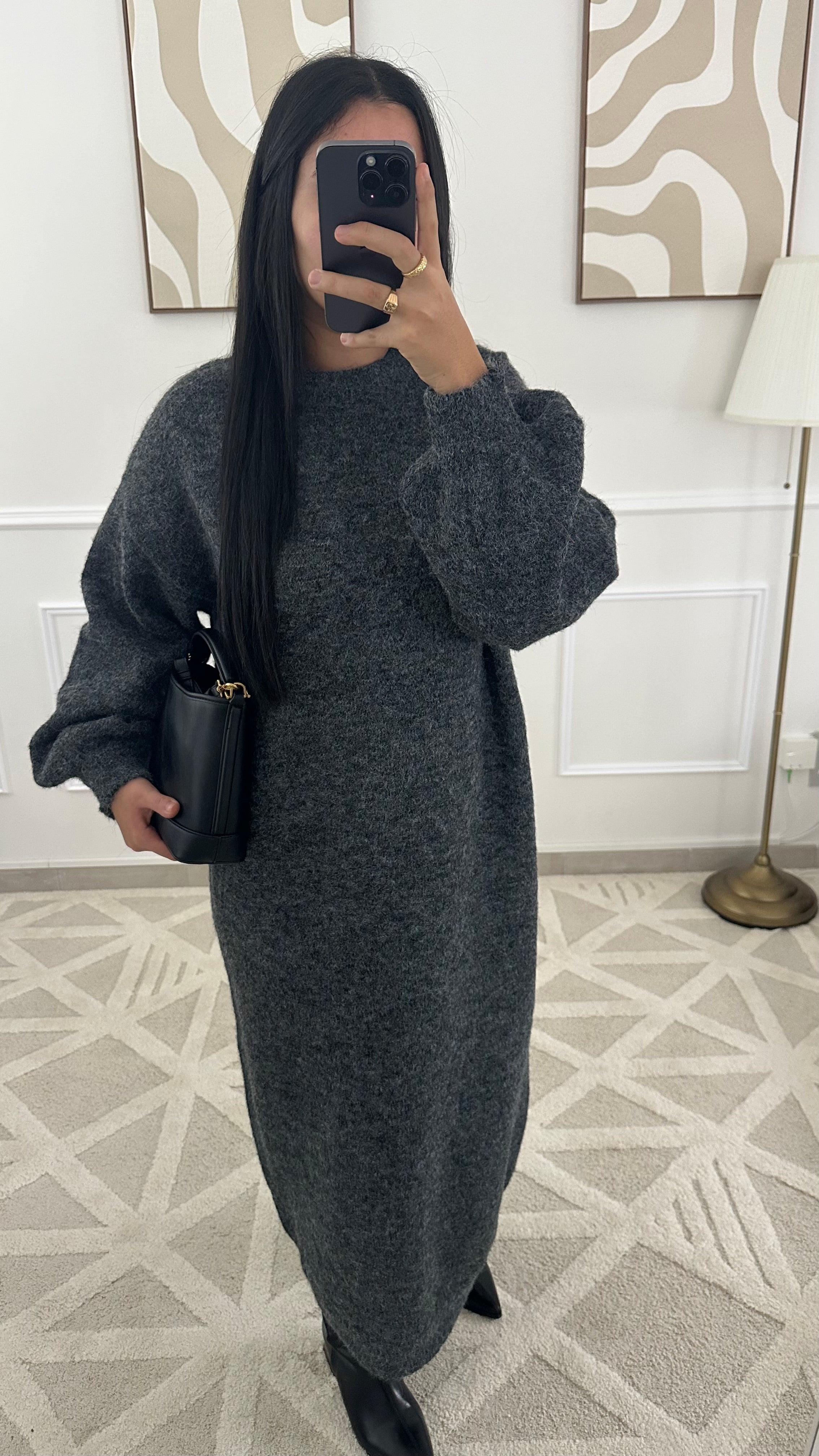 Robe pull col rond I Gris foncé