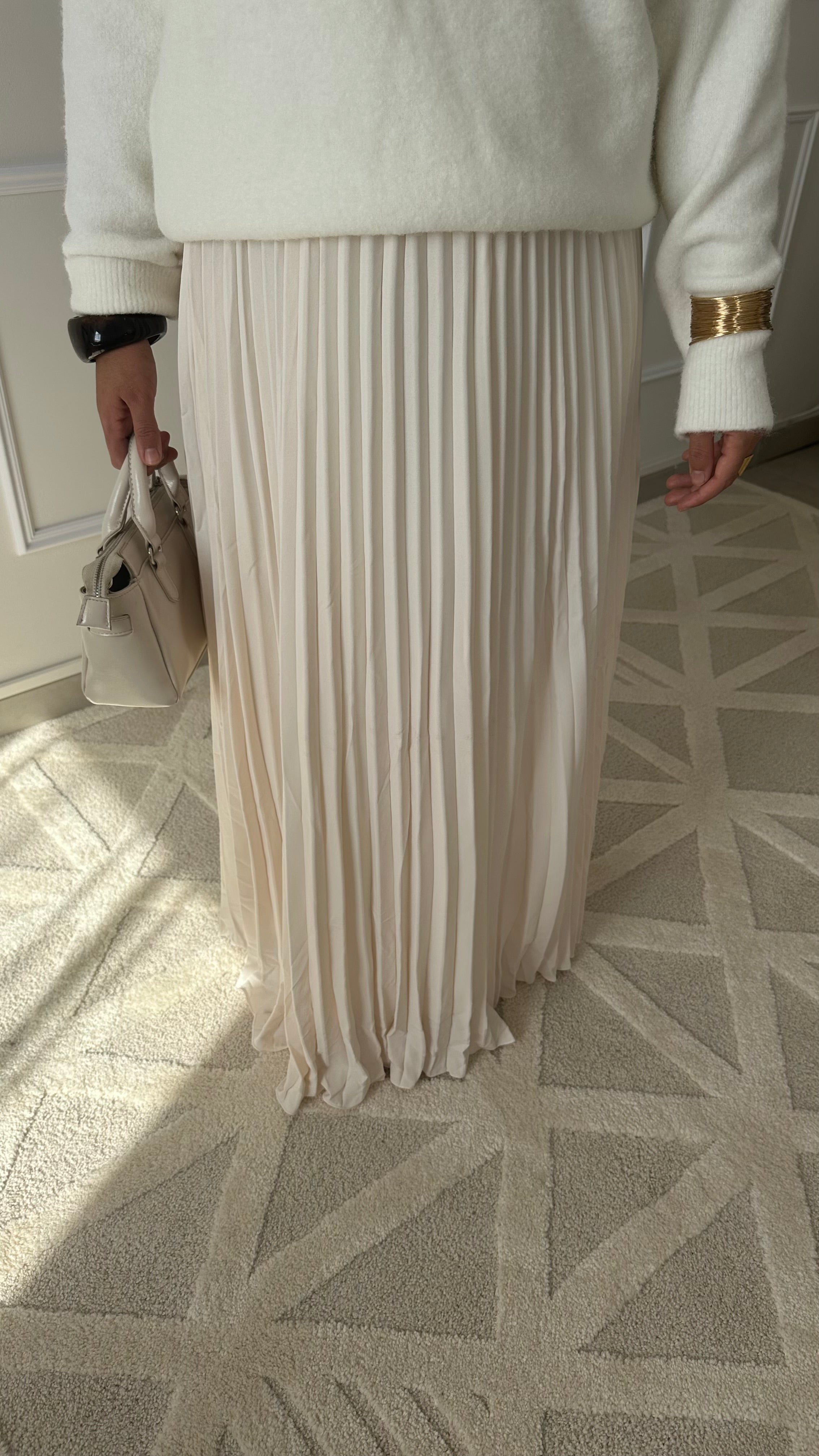 Jupe plissée crème