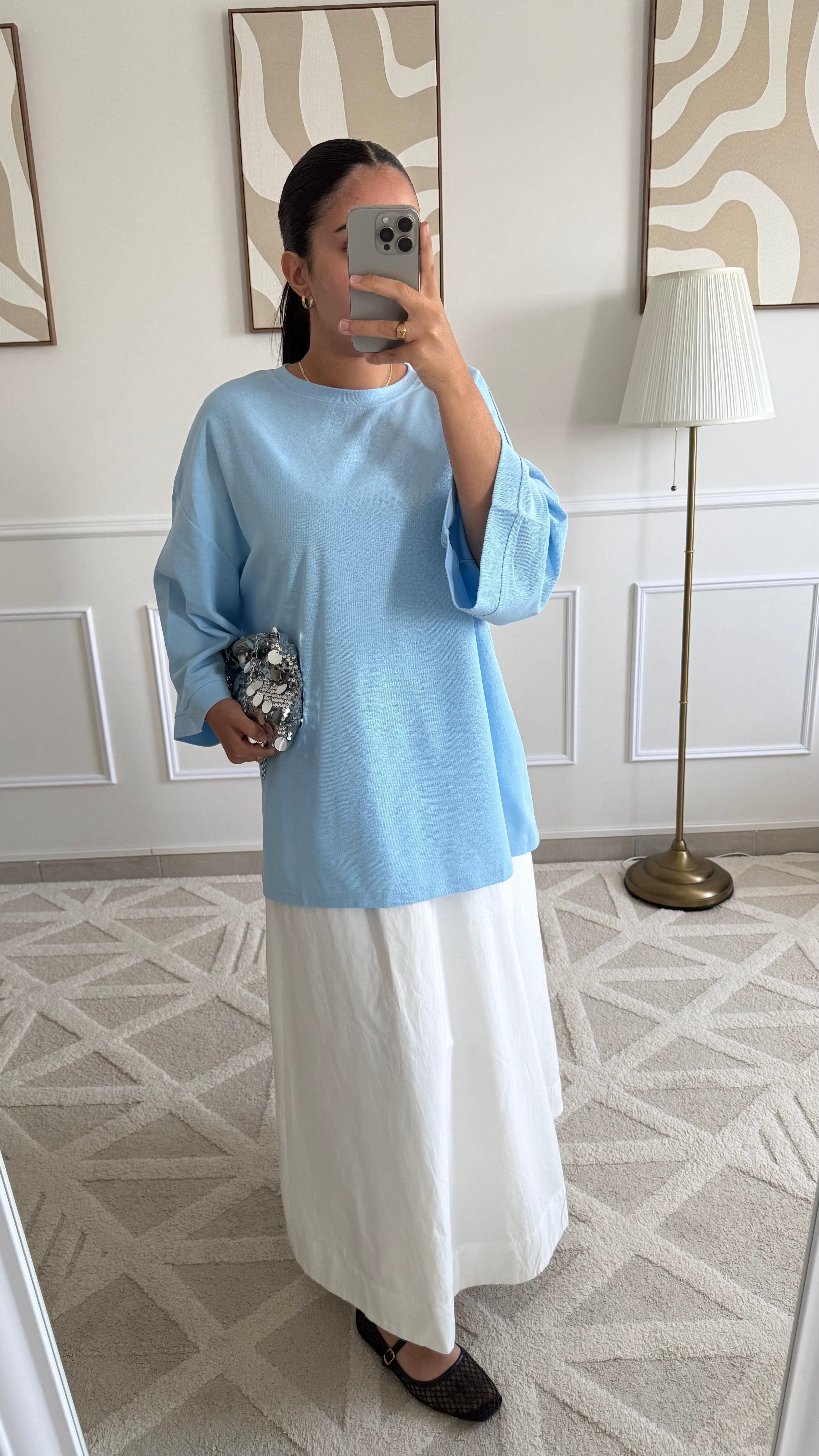 T-shirt en coton bleu ciel