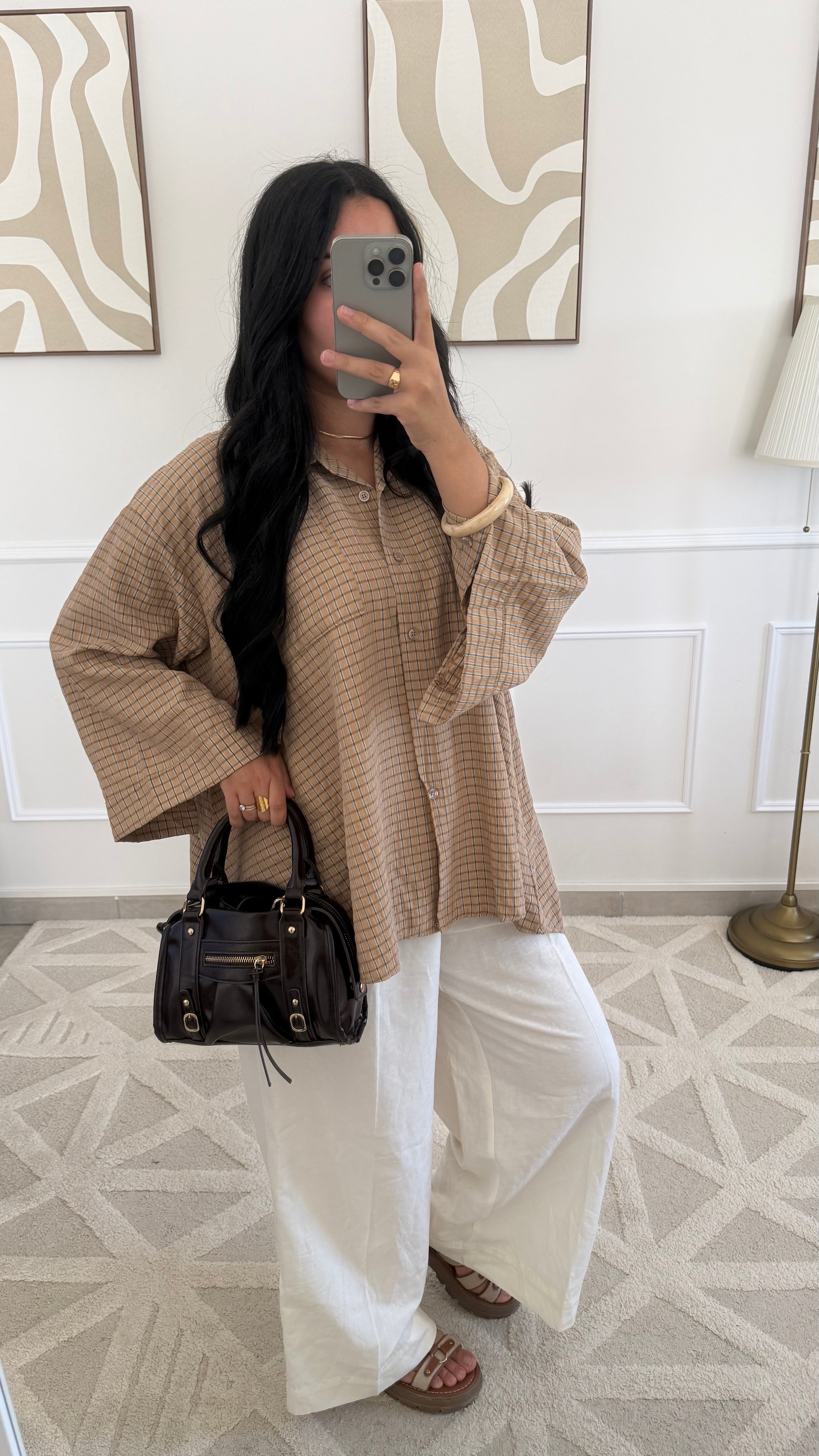 Chemise à carreaux | Camel