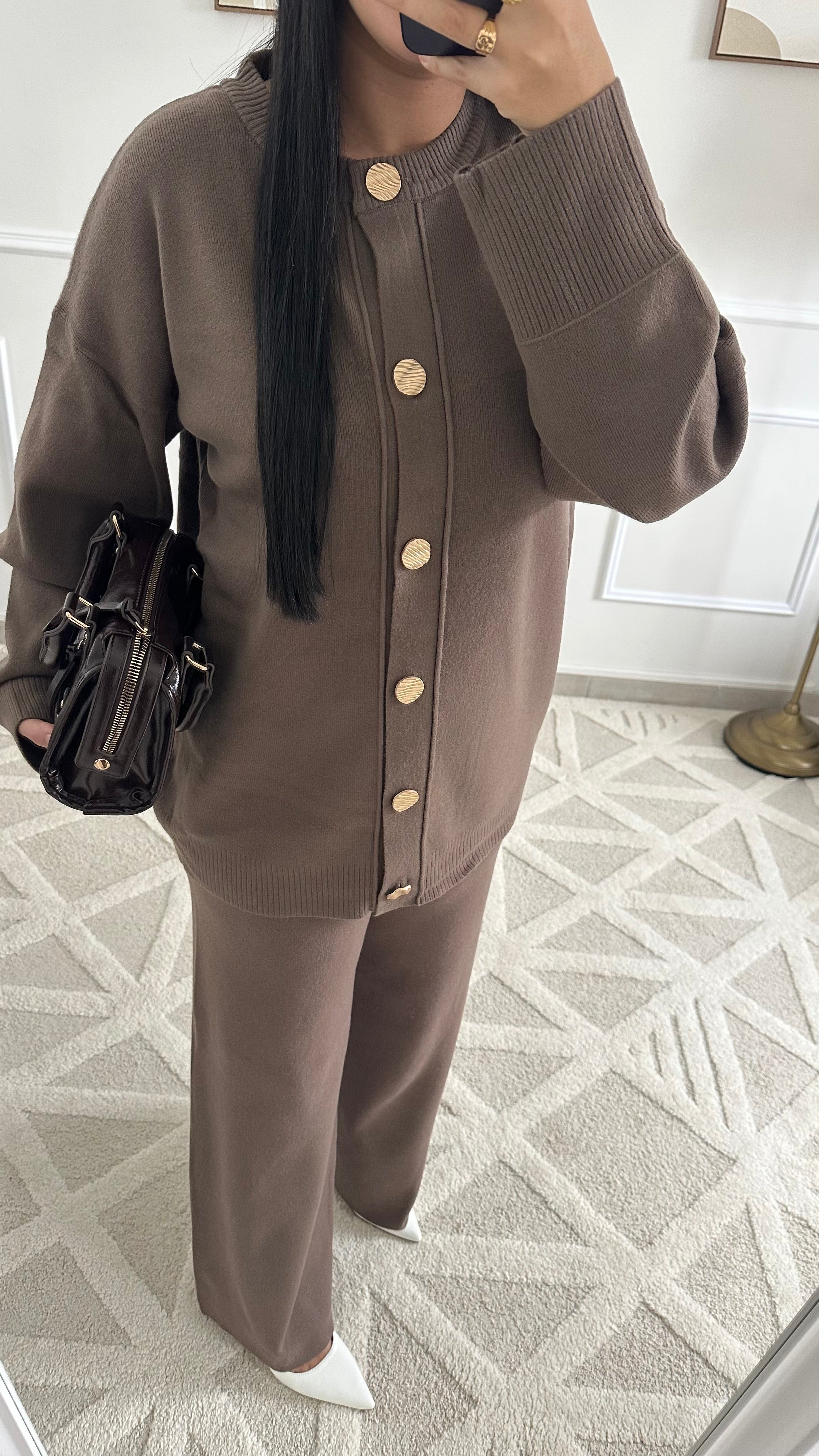 Ensemble gilet Taupe/Marron