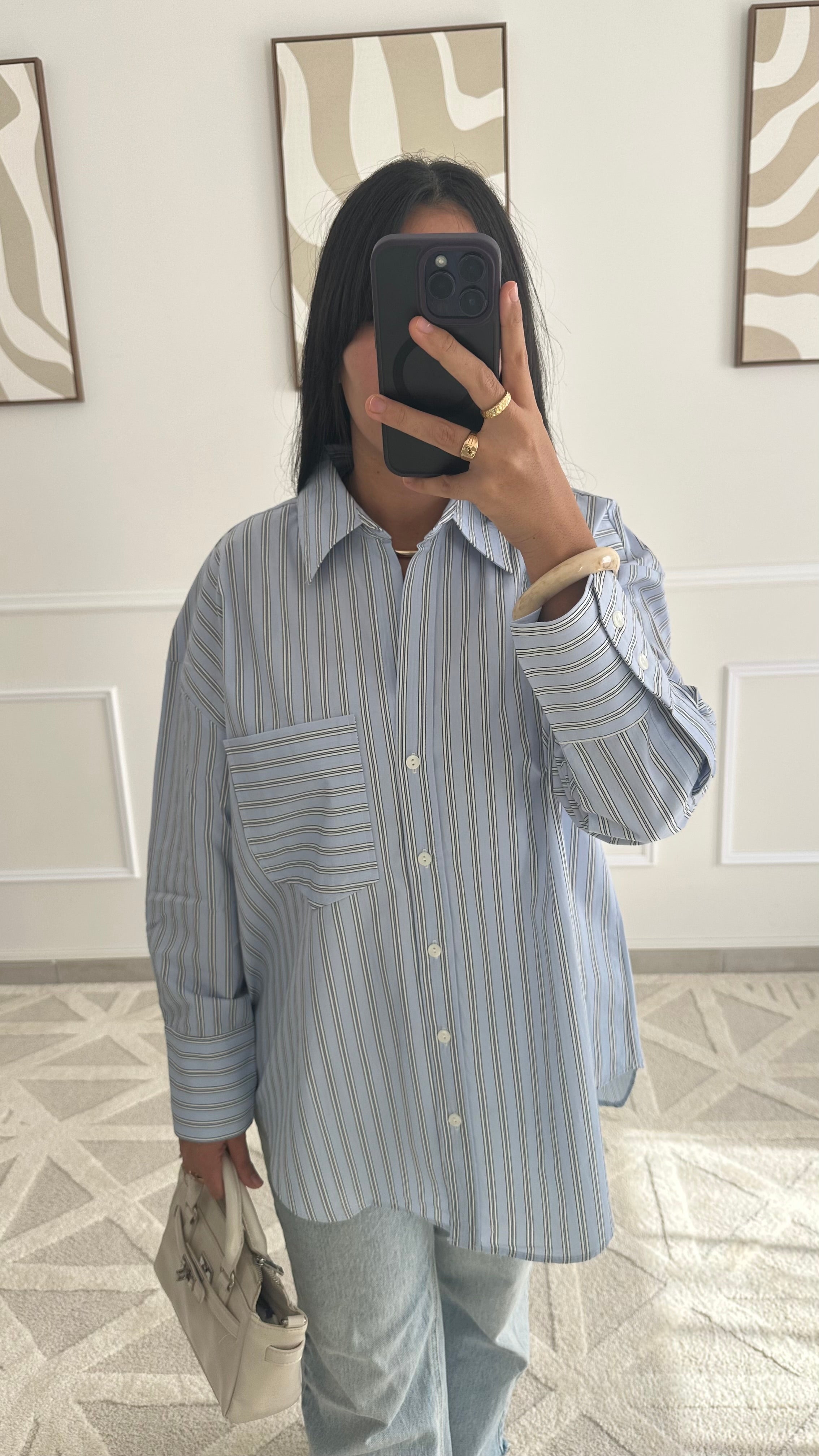 Chemise oversize en popeline rayée