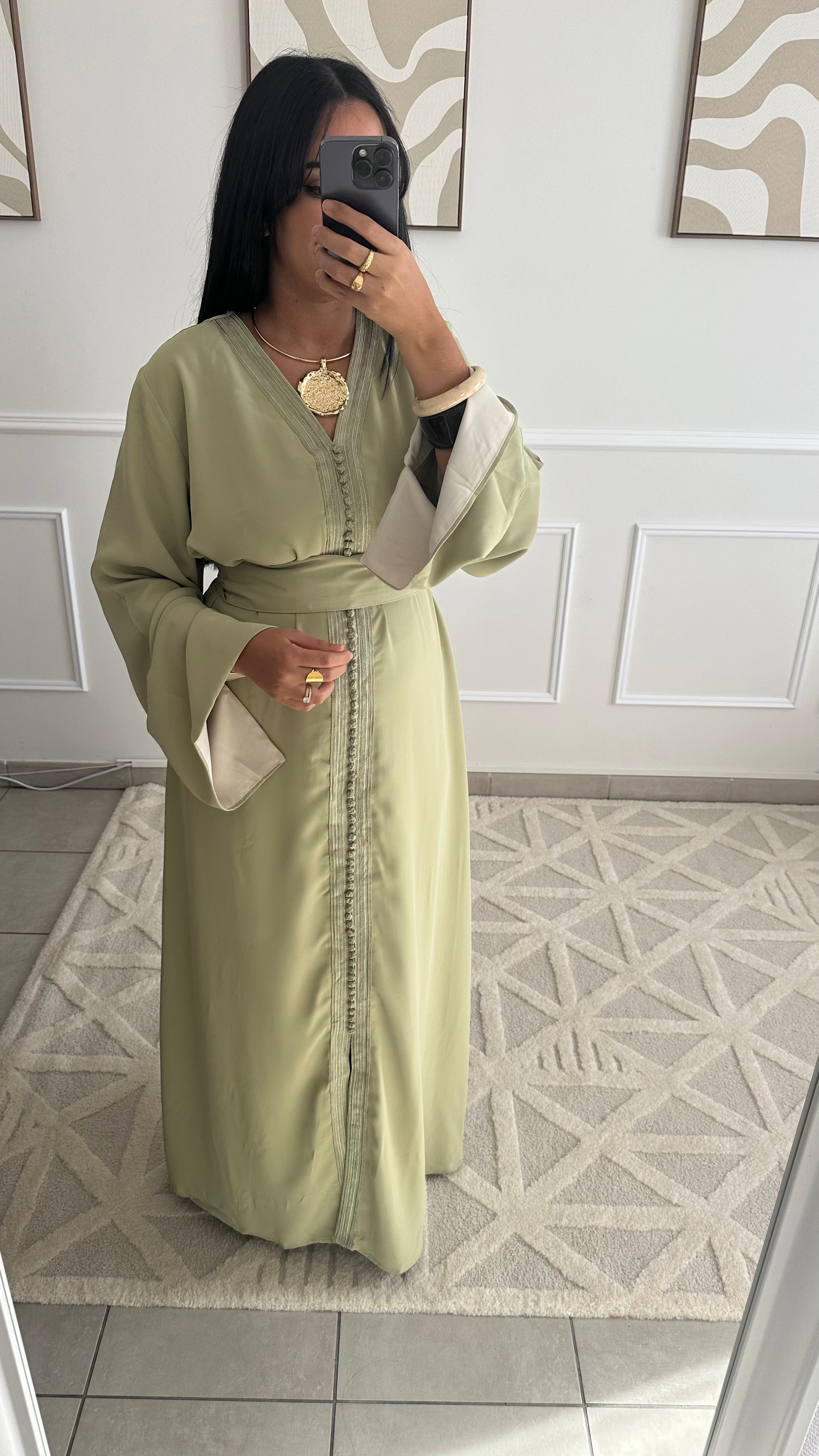 Caftan vert pastel
