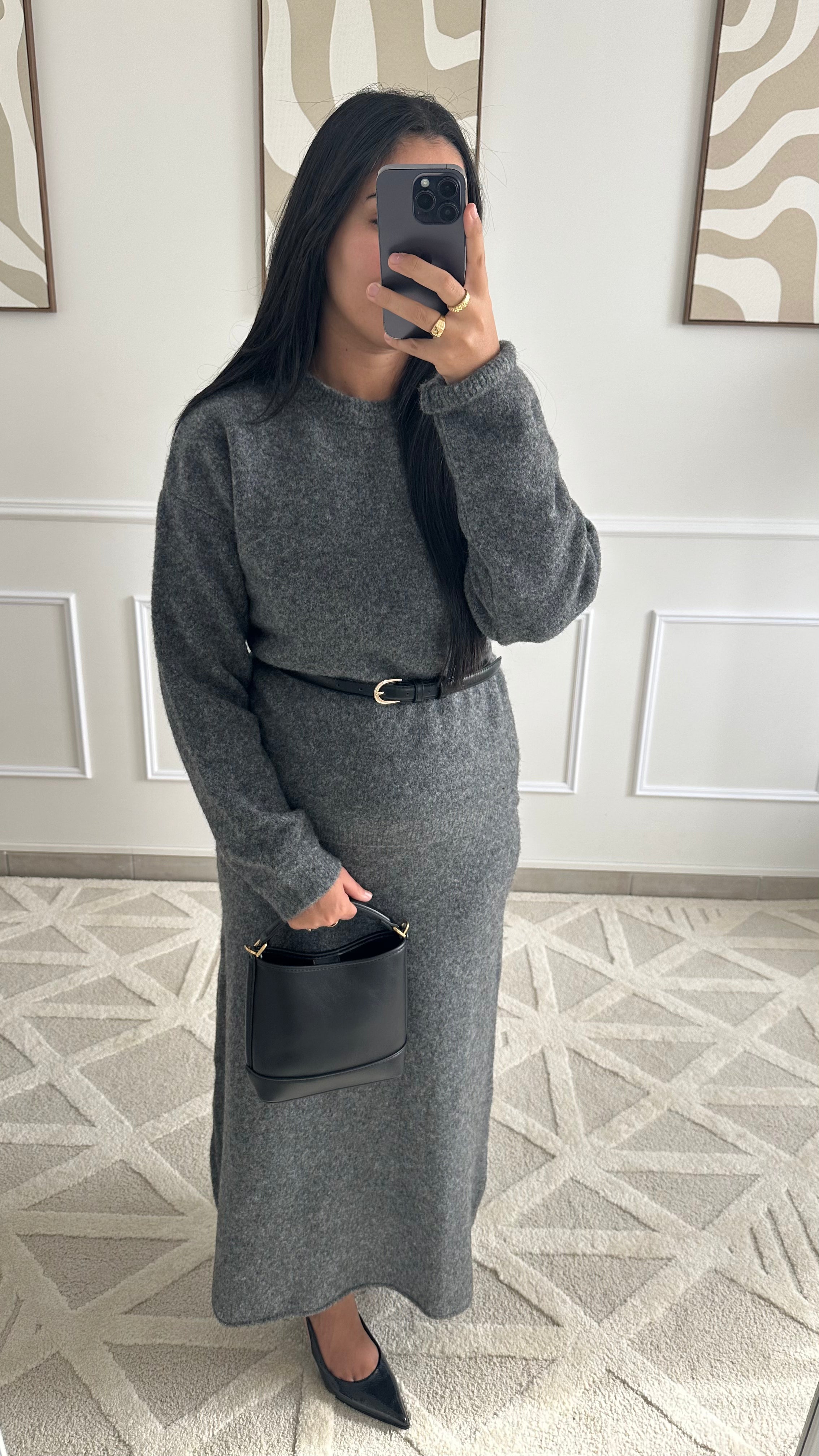 Ensemble chaud et confortable gris