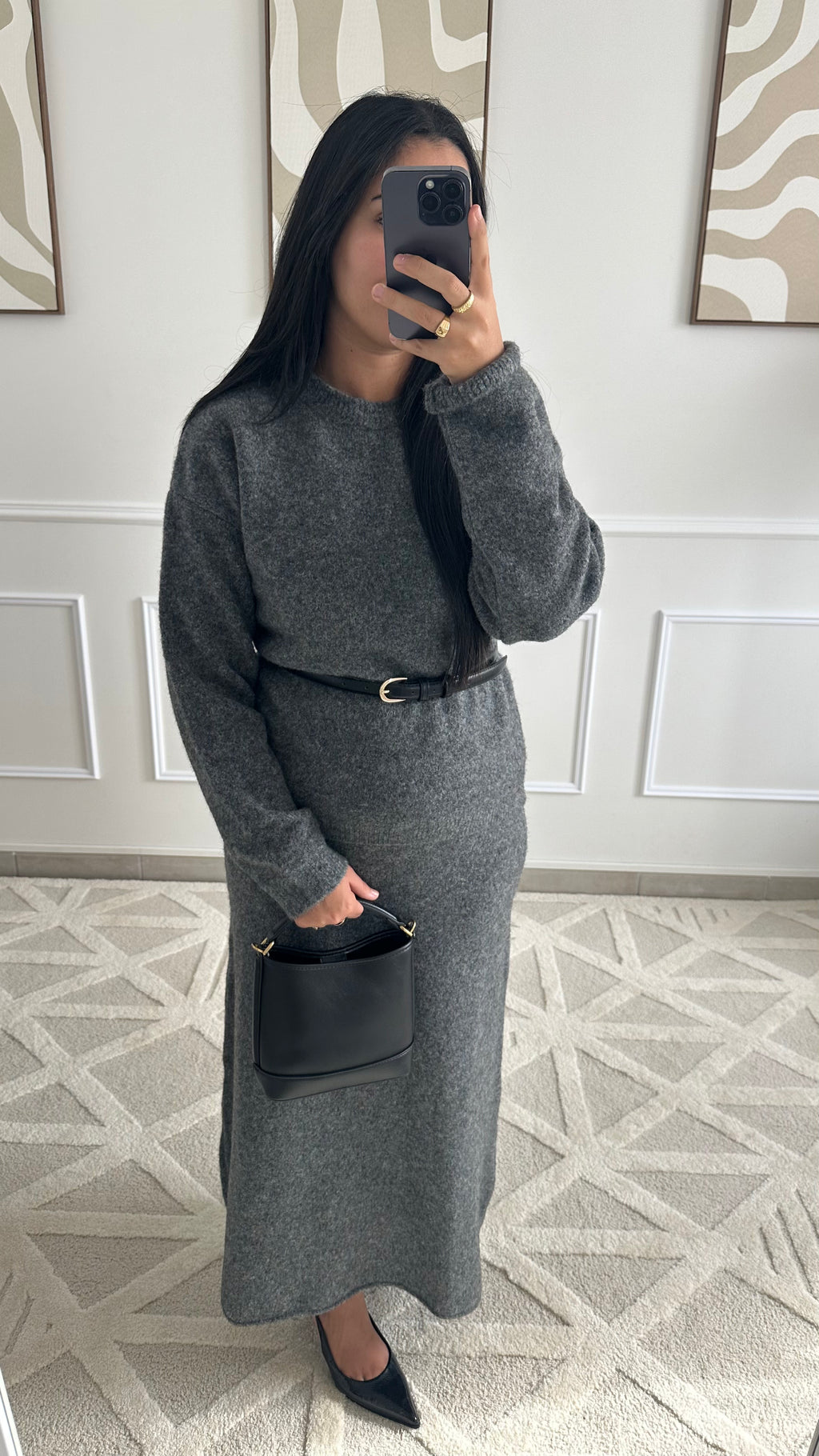 Ensemble chaud et confortable gris