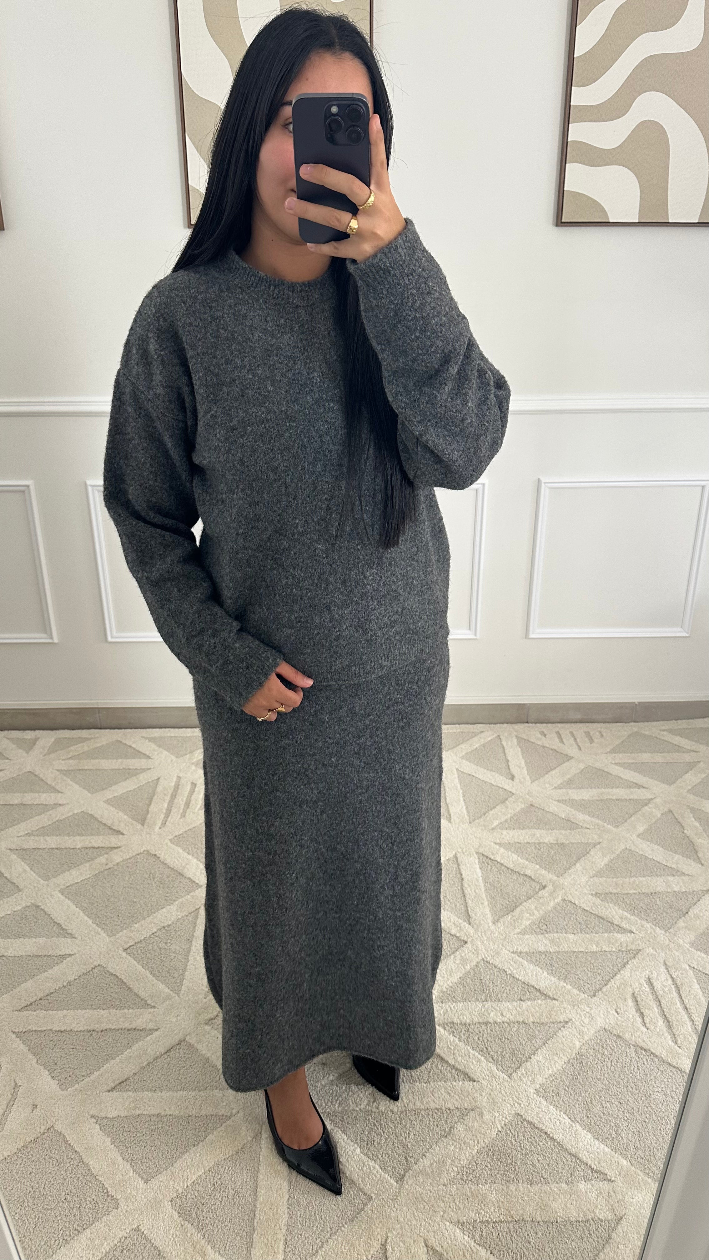 Ensemble chaud et confortable gris